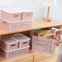 趣涉家居 镂空塑料收纳篮长方形桌面零食收纳盒浴室化妆品收纳筐杂物篮子创意简约家居家用收纳用品简约创意日用品