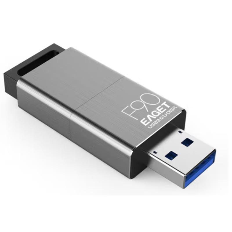 忆捷(EAGET)F90 32GB U盘 USB3.0高速金属推拉式车载商务优盘 防尘 防水 防震 单位:个高清大图