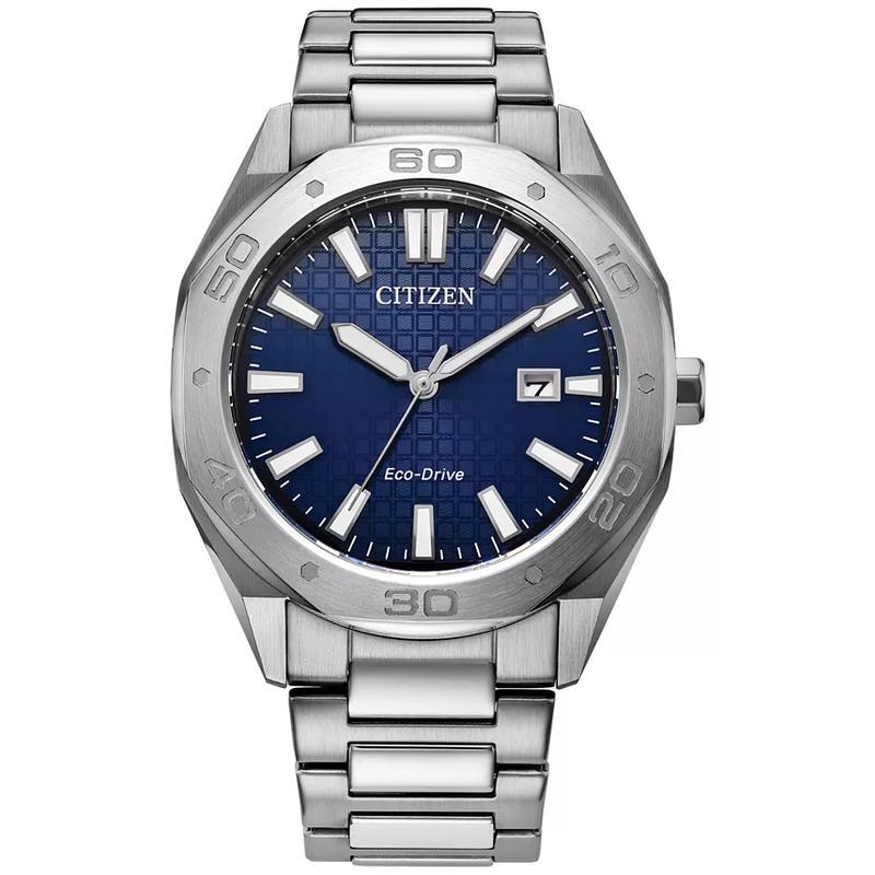 西铁城(CITIZEN)光动能男士商务休闲防水防震不锈钢腕表41mm蓝盘 quartz