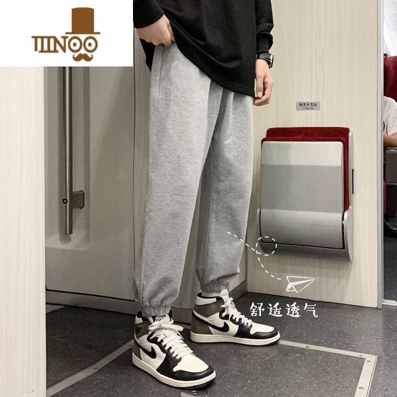 YANXU裤子男薄款灰色男士运动裤宽松束脚休闲裤潮牌夏季卫裤加长款高清大图