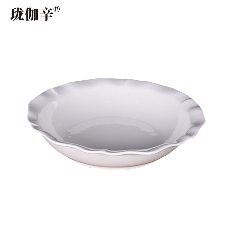 珑伽辛 白色陶瓷荷口碗酸菜鱼碗 9英寸/个高清大图