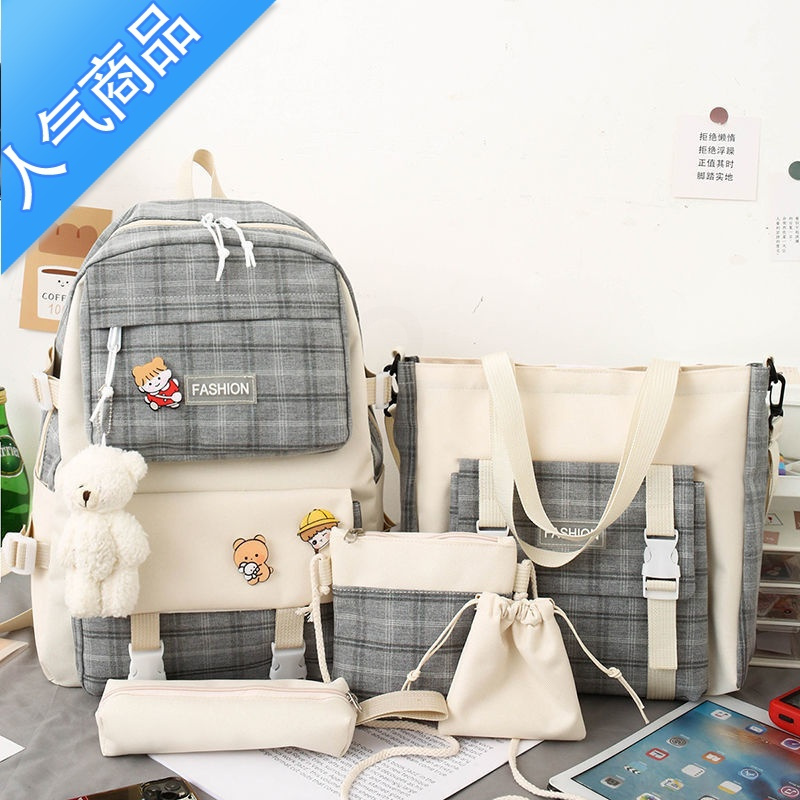 封后双肩包女帆布2022新款韩版高初中小学生书包大容量背包休闲旅行包旅行包男女