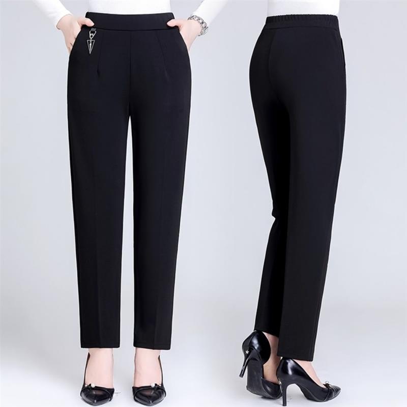 夏季薄款中老年女裤休闲裤妈妈裤子女士长裤弹力高腰宽松直筒裤女