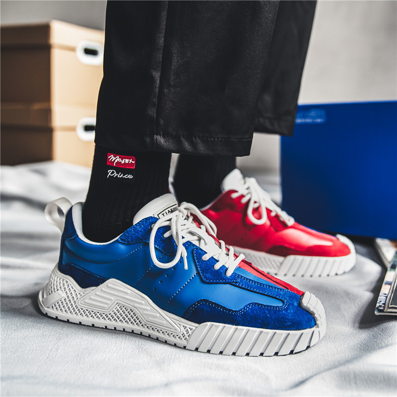 2021春季新款潮牌鸳鸯老爹鞋男ins潮流双色阴阳板鞋运动休闲潮鞋