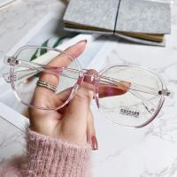 潮流框架近视眼镜女配镜男韩版抗辐射护眼防光感变色防蓝光紫外线|框+近视变粉色 左右眼300度