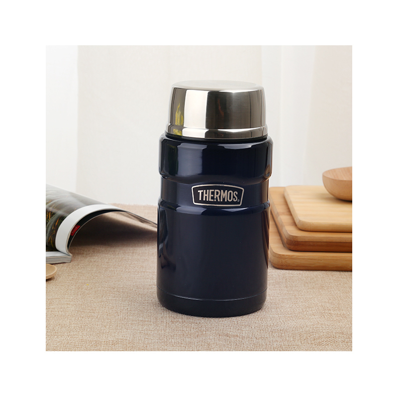 [海外原装品牌直采]THERMOS 膳魔师真空通用焖烧保温杯 304不锈钢保温壶 深蓝色