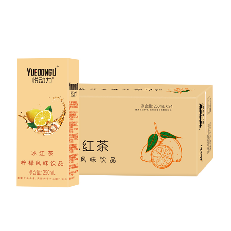 悦动力冰红茶柠檬风味饮品250ml24盒整箱装