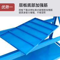 尔迈 仓储货架置物架货物展示架超市仓库钢制金属重型货架 200*200*60cm 500kg/层 蓝色