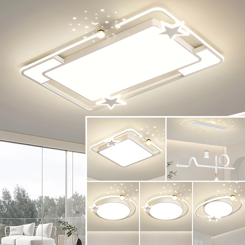 顾家照明led吸顶灯LED客厅灯现代简约卧室灯满天星餐厅灯奶油白灯具套餐