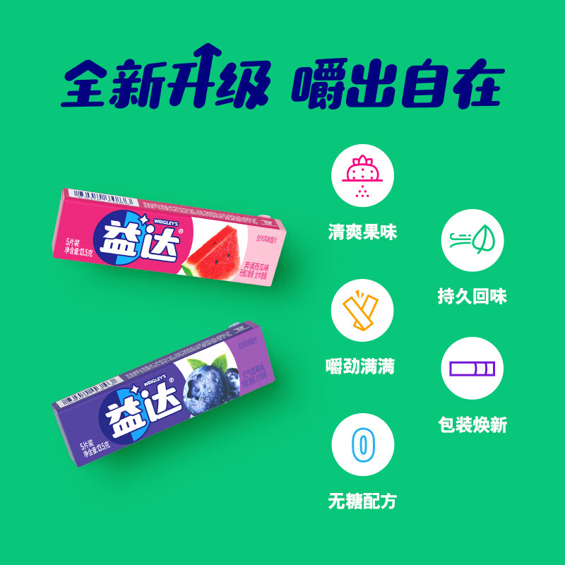 益达木糖醇无糖口香糖5片装13.5g条装 方便携带清新口气休闲糖果高清大图