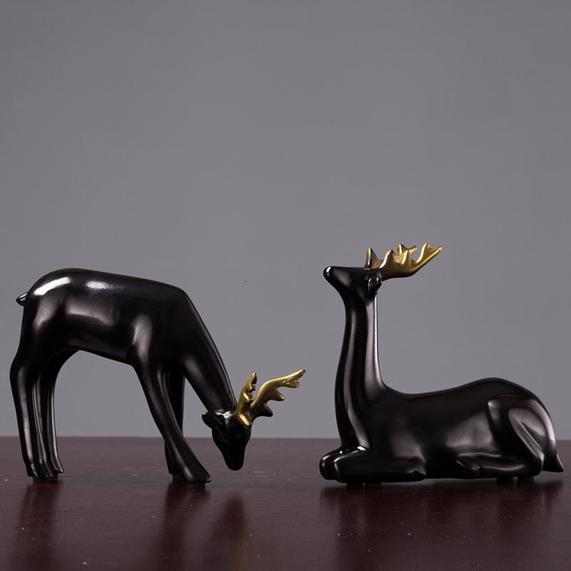 美帮汇简约现代情侣梅花鹿家居客厅装饰品摆件软装工艺品结婚电视柜高清大图