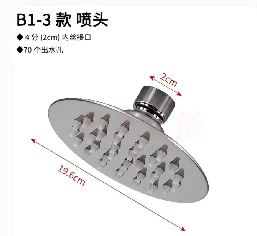 3M 不锈钢淋浴花洒顶喷大花洒 淋浴头直径20cm