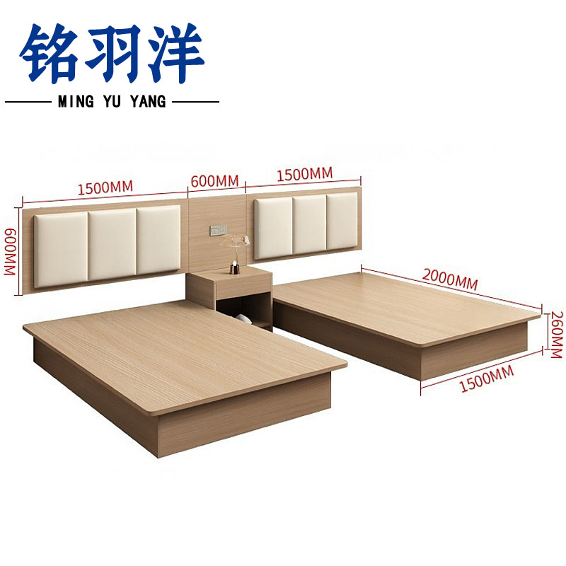 铭羽洋职工床1.5m(2床靠+2床箱+床头柜)套高清大图