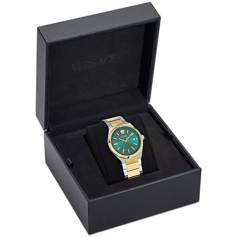 范思哲(Versace)女士石英表瑞士三针防水防刮绿盘金 tone 大方时尚商务休闲手表图片