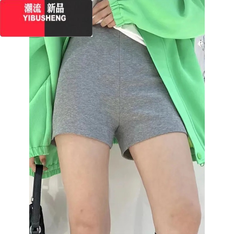 YIBUSHENG休闲运动短裤女季薄款舒适家居睡裤外穿大码显瘦胖mm高腰弹力裤高清大图