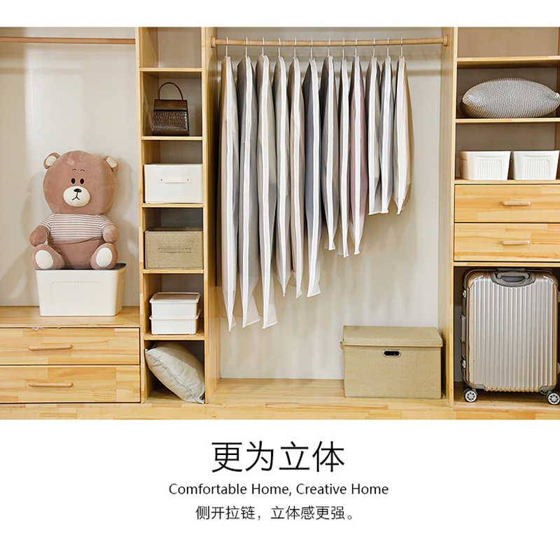 壹志西装防尘套长款呢大衣服防尘罩 皮草收纳袋居家用衣柜整理冬季外套收藏遮灰尘袋子侧拉链全封闭可水洗透明风衣袋大号5个