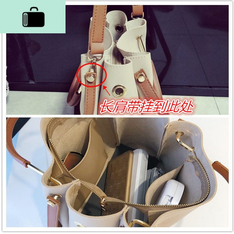 [送香包]包包女2020春夏新款潮韩版水桶包大容量单肩手提斜挎包NEW LAKE女斜挎包