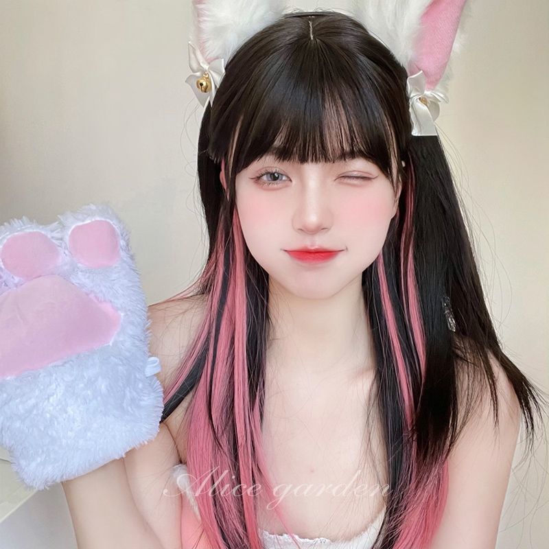 耳染假发片女长发贴片挑染一片式lisa同款接发条自己接发片白色两片装