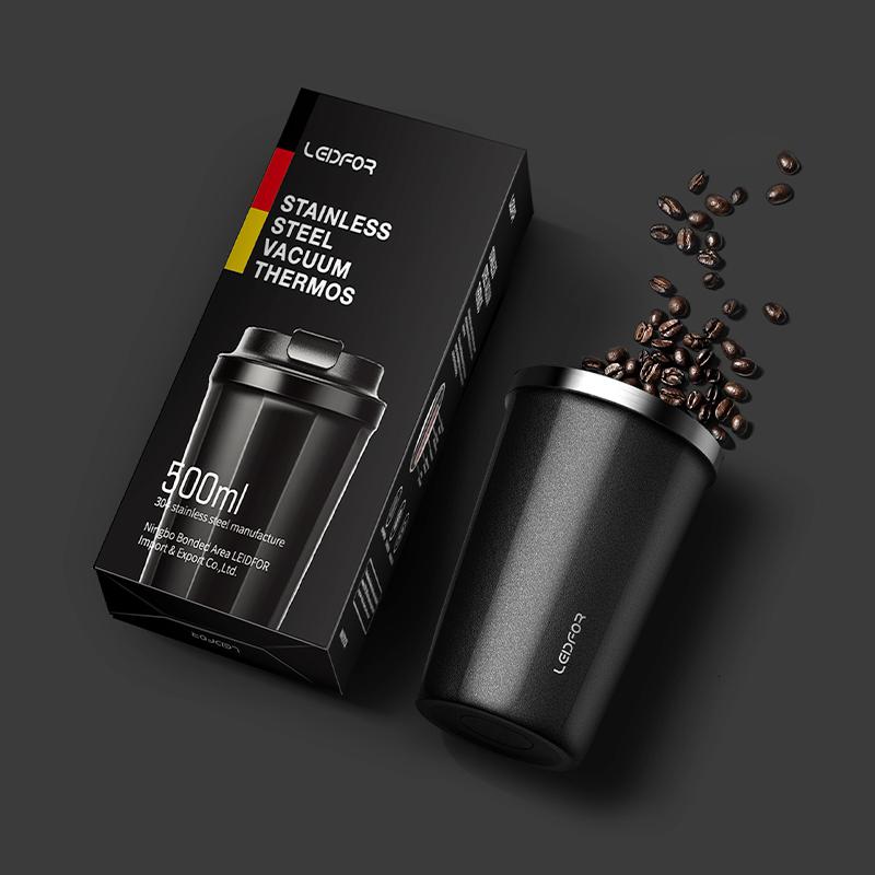 家柏饰(CORATED)保温咖啡杯 马克杯茶杯带盖旅行便携式随手杯子外出保温杯500ml 磨砂白380ml高清大图