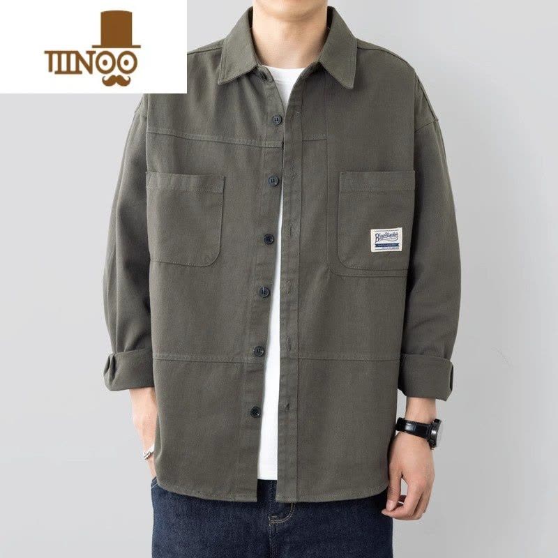 YANXU美式长袖衬衫男感工装免烫寸衫休闲工作衬衣图片