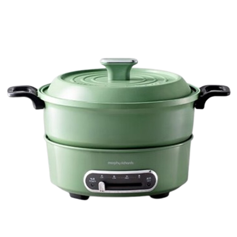 摩飞电火锅3L电煮锅烤涮一体多功能电炒锅清新绿MR9087