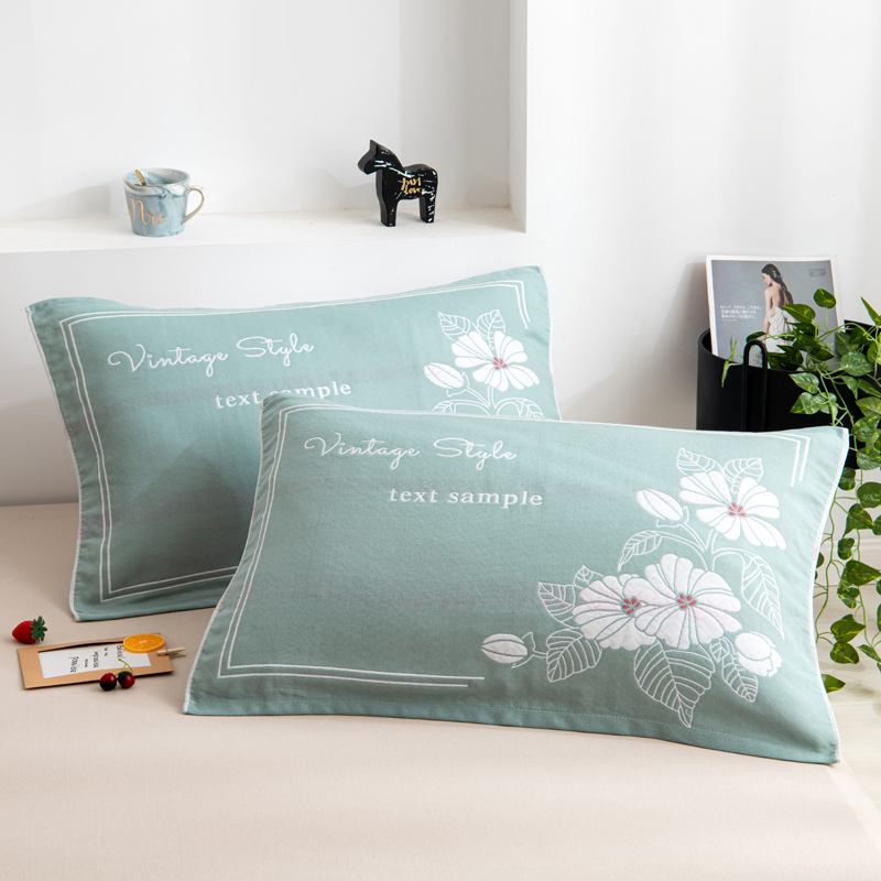 北极绒bejiroga类加厚六层纱布纯棉枕巾一对装全棉纱布加大三层枕头巾