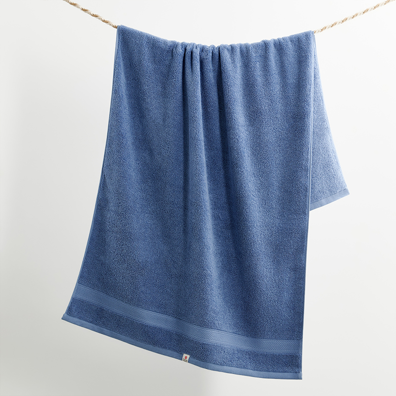 洁玉 A类禁荧光纯棉抑菌加厚超柔浴巾 450g 70*140cm (蓝色,灰色,粉色)颜色随机高清大图