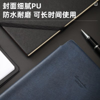 得力(deli)22215 25K 96张 可插笔绑带皮面本 商务记事本工作笔记本 文具办公用品(黑色) 5本装