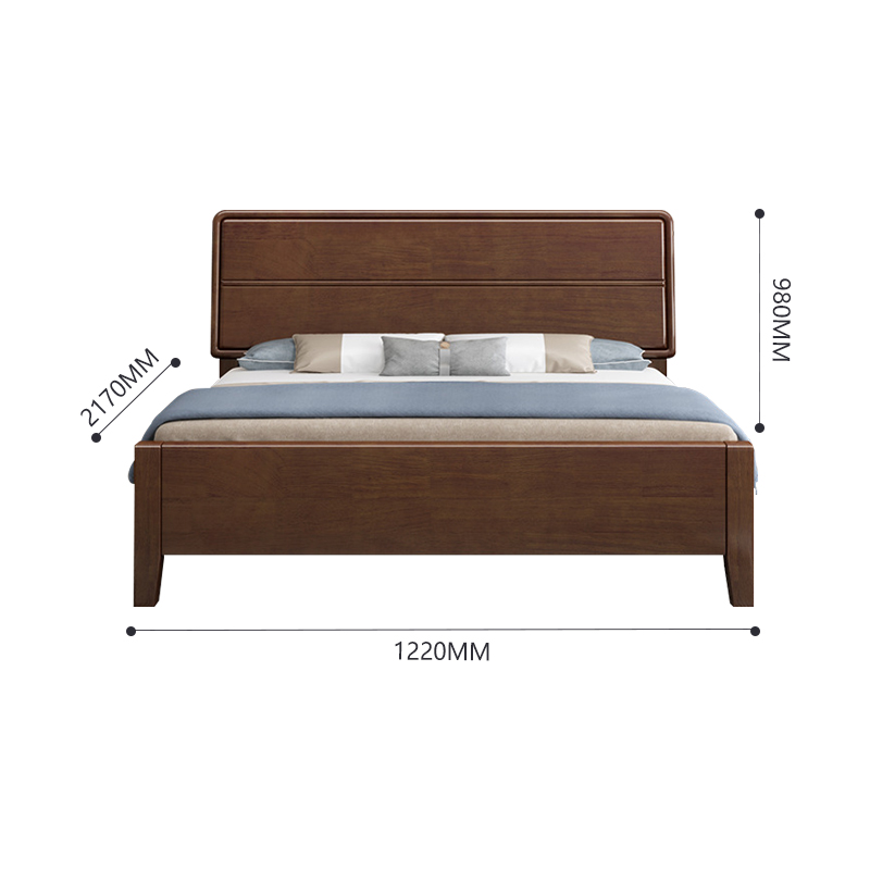 臻远ZY4022901实木床简约1.2米单人床 胡桃色高清大图