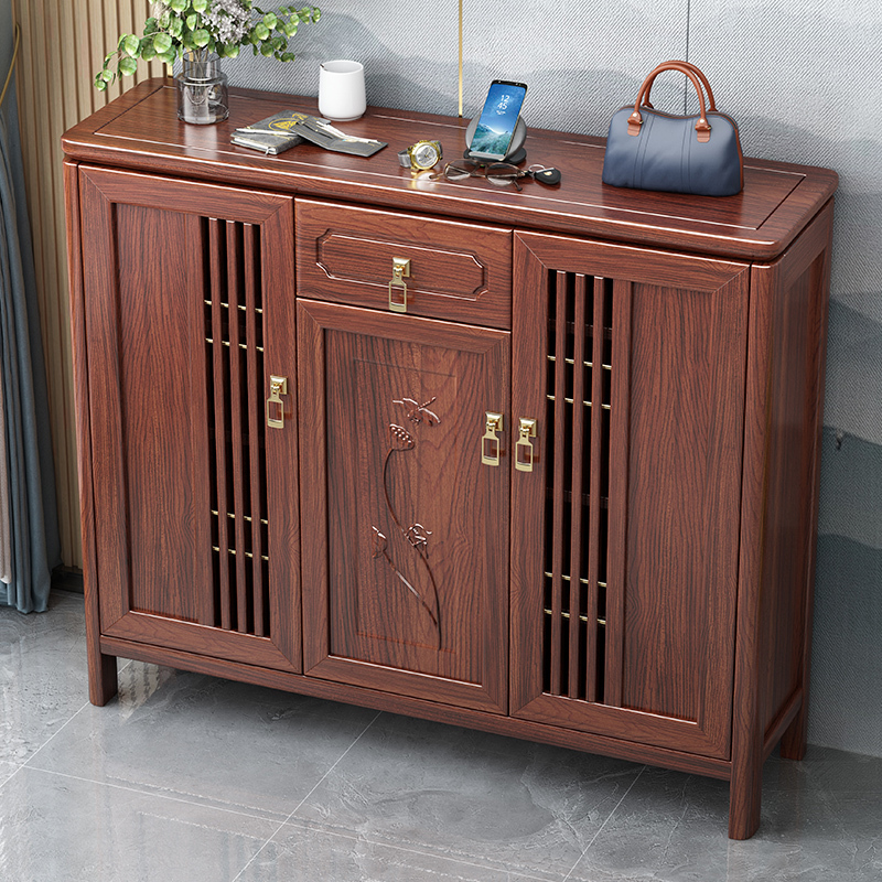 青木川 新中式实木鞋柜家用客厅入户进门口小户型收纳柜储物柜阳台