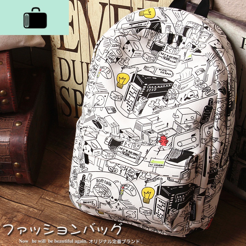 2020双肩包潮流时尚帆布男女初中高中学生书包休闲电脑背包旅行包NEWLAKE高清大图