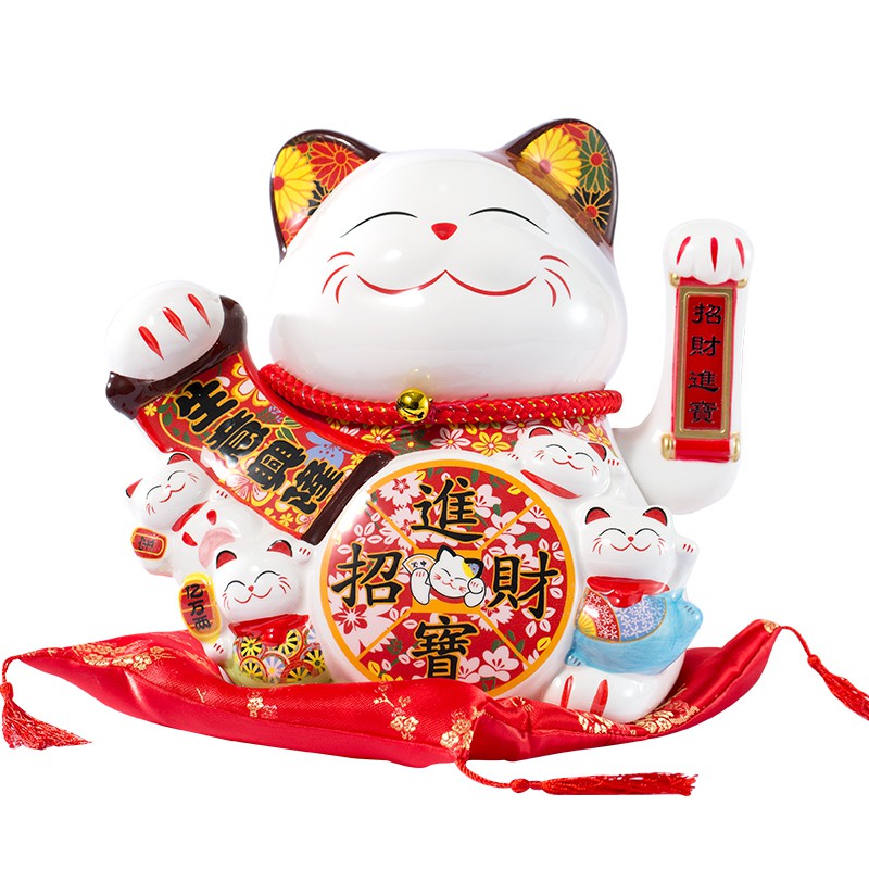 猫摆件大号电动摇手开业店铺收银家居摆件发财猫创意礼品 三维工匠 14寸生意兴隆(进宝)猫高清大图