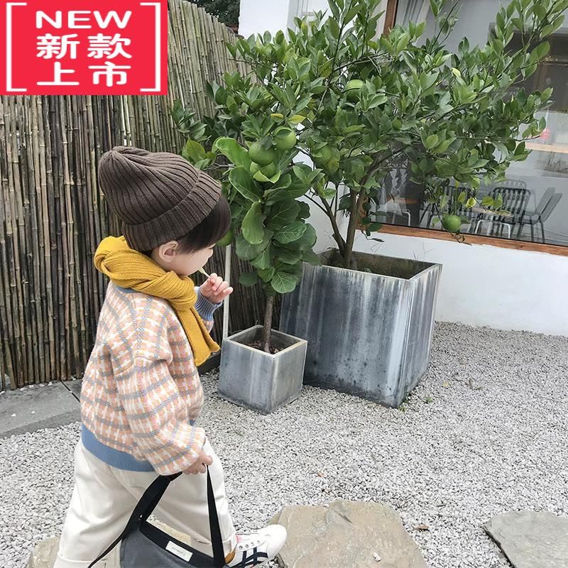 可莉允宝宝毛衣男童针织上衣儿童条纹打底衫2021新款韩版套头潮加一体绒图片