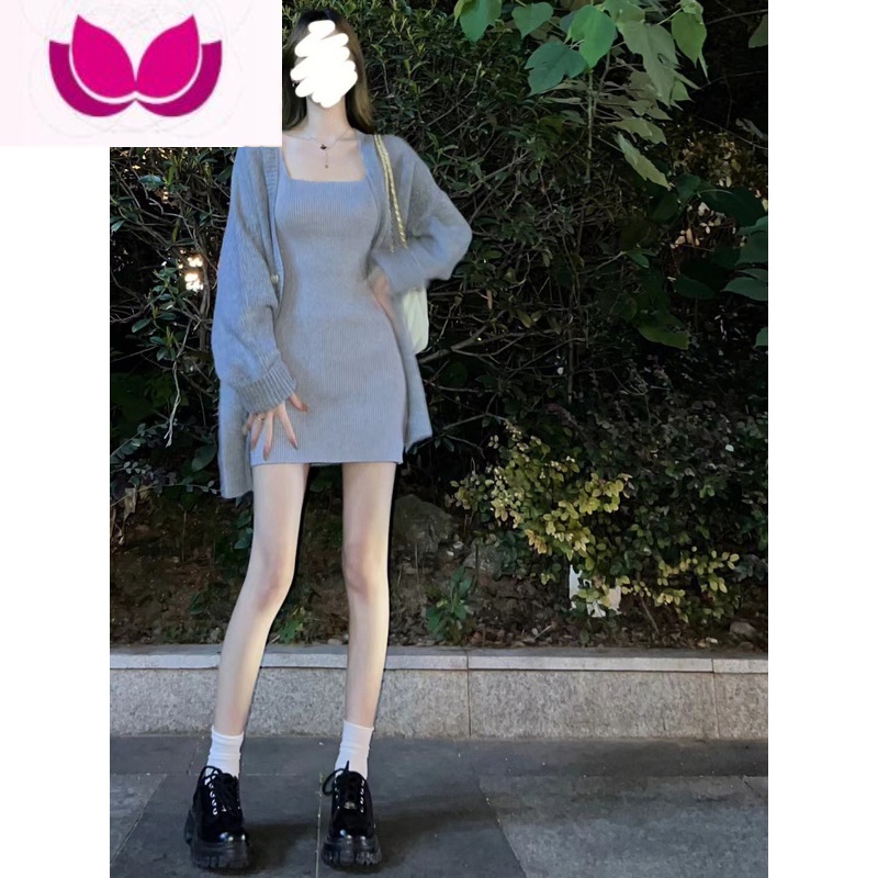 七斓早春装盐系穿搭高级感御姐名媛气质小香风毛衣连衣裙子套装女高清大图