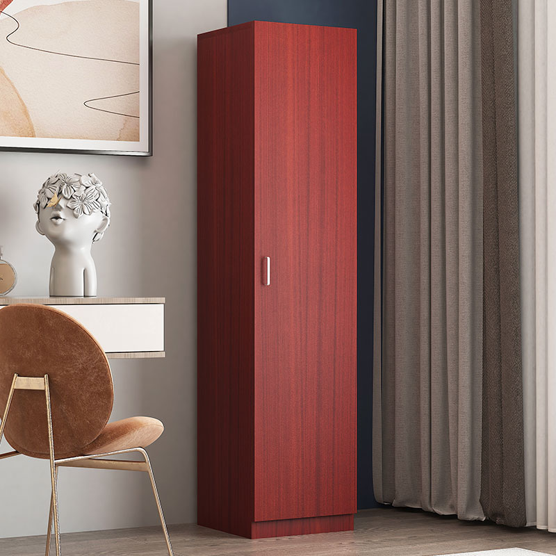 臻远ZY-MZYG-11 简约木质衣柜卧室单开门衣柜夹缝储物柜柚木色C款单门高清大图