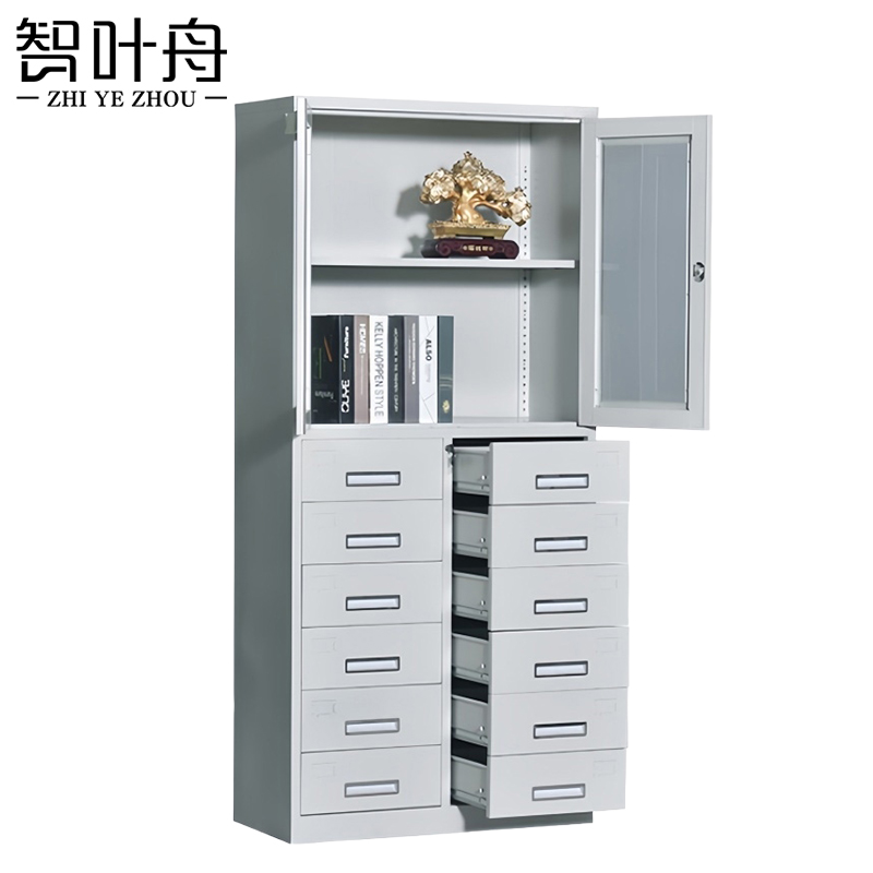 智叶舟办公文件柜2门12抽85*39*180cm台高清大图