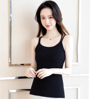 波迷娜(BOMINA)心机小吊带美背夏季性感百搭夏季外穿吊带内搭低领打底衫无袖上衣女外穿性感美背背心潮 黑色207款 均