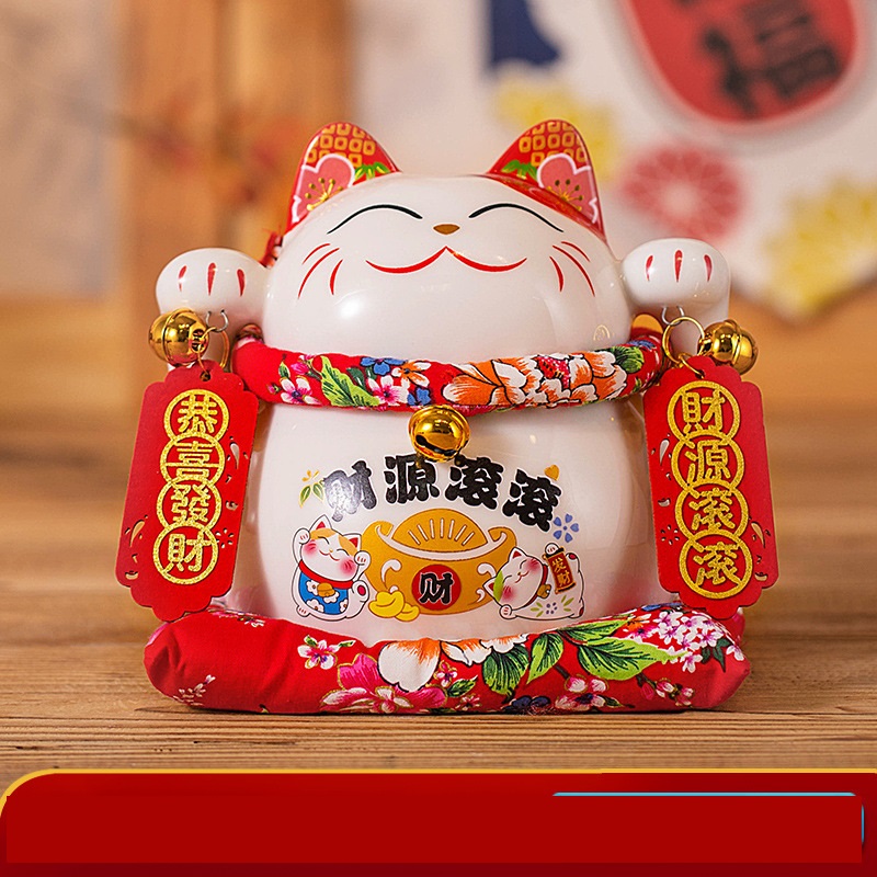 DXP 招财猫陶瓷小摆件陶瓷 6.5寸财源滚滚高清大图