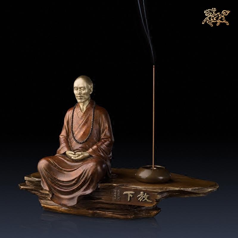 美帮汇全铜摆件《弘一法师之放下》铜工艺品 家居饰品 礼品 摆件高清大图