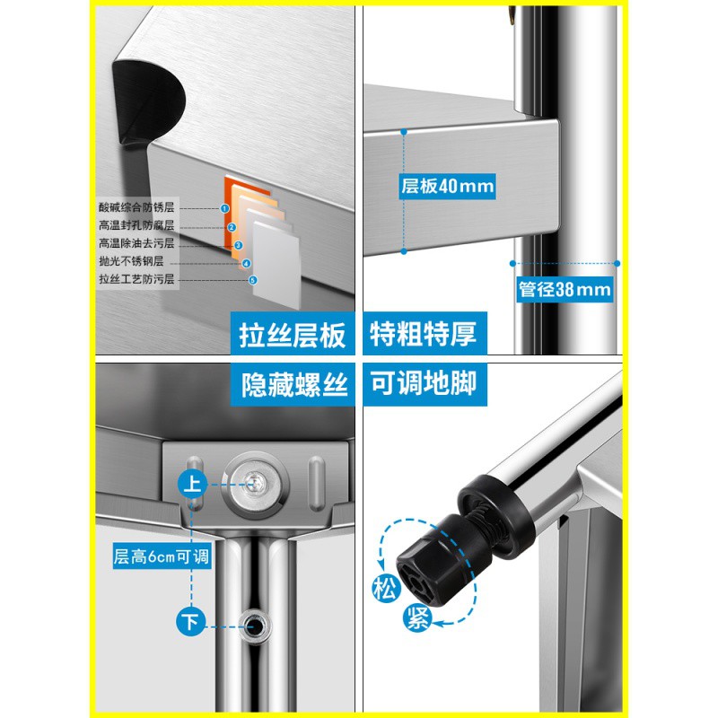 不锈钢厨房置物架五层落地多层收纳架微波炉货架杂物架储物架子收纳层架 三维工匠高清大图