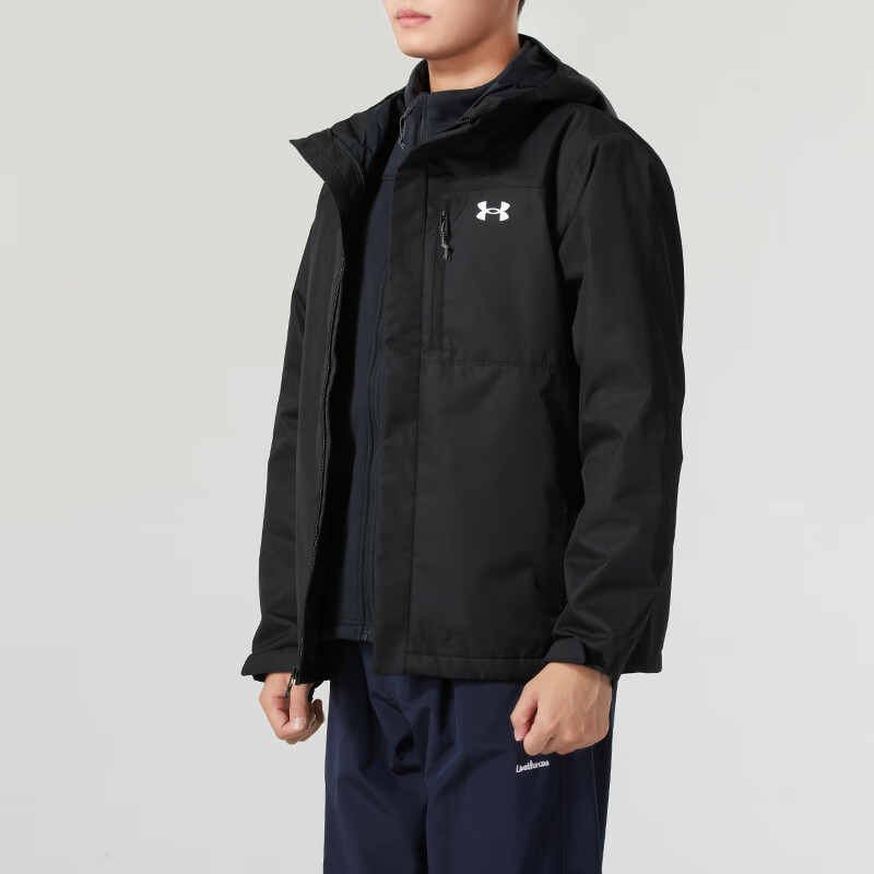 安德玛(Under Armour)男装 新款时尚运动休闲舒适透气保暖三合一夹克外套 1371585-002 ZP高清大图