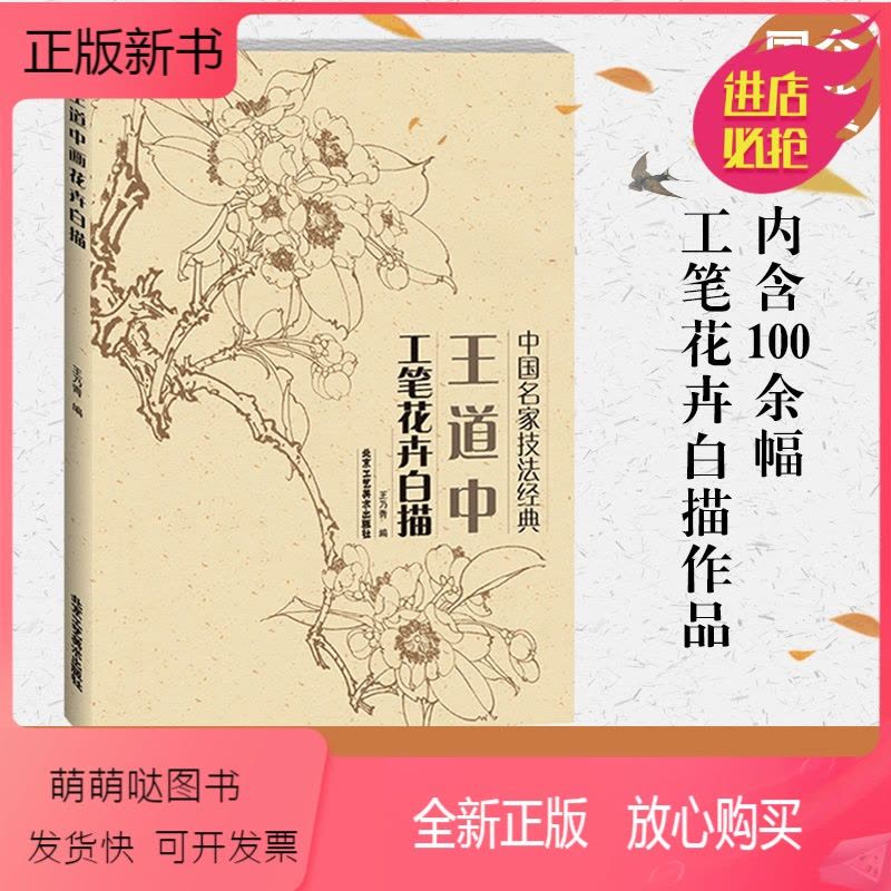 正版新书]王道中工笔花卉白描工笔画白描国画技法花鸟画中国名家技法