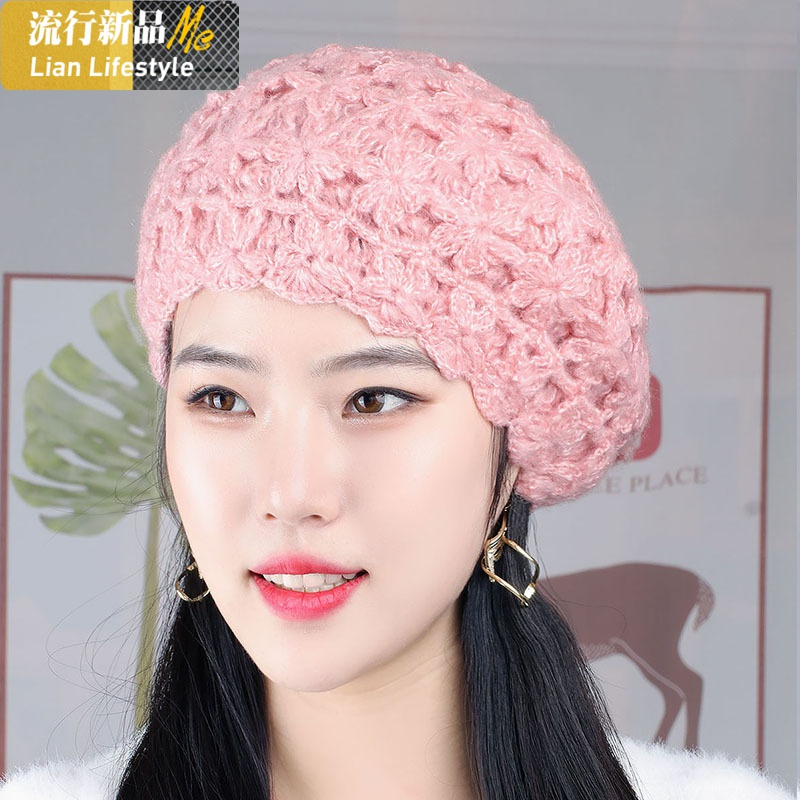 盛世尼曼帽子盛世尼曼手工编织毛线帽女秋冬针织贝雷帽花朵包头帽柔软保暖洋气钩花帽子 价格图片品牌报价 苏宁易购威瑞女装专营店