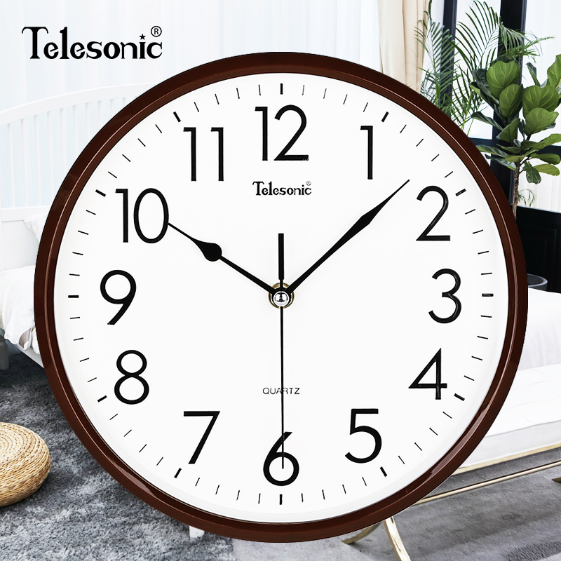 天王星(Telesonic)客厅挂钟个性创意卧室时钟 时尚石英钟会议室挂表 天王星扫秒机芯