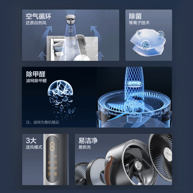 格力(GREE) 空气循环扇家用客厅卧室节能省电直流变频遥控定时落地扇立式涡轮智能循环电风扇FXDZ-2307Bg5高清大图