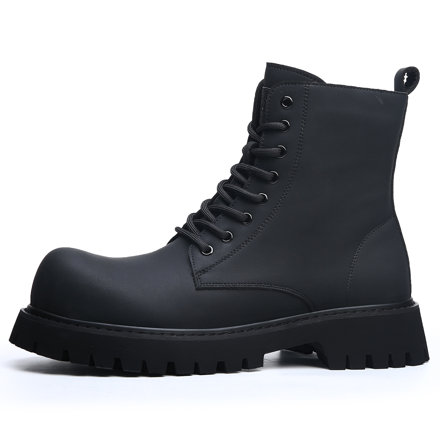 2025冬季新款长筒马丁靴男英伦暗黑高帮机车靴子厚底增高加绒皮靴高清大图