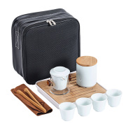 金镶玉 旅行功夫茶具套装 一壶四杯瓷器家用泡茶便携式茶具