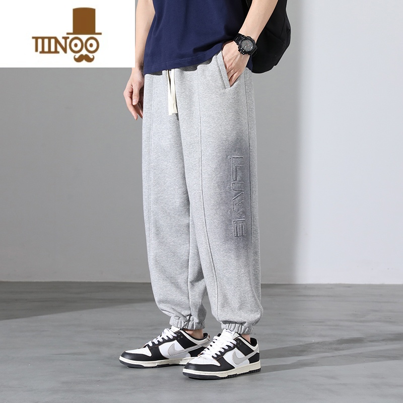 YANXU卫裤男生宽松大码加肥加大款胖子束脚运动休闲长裤子男士高清大图