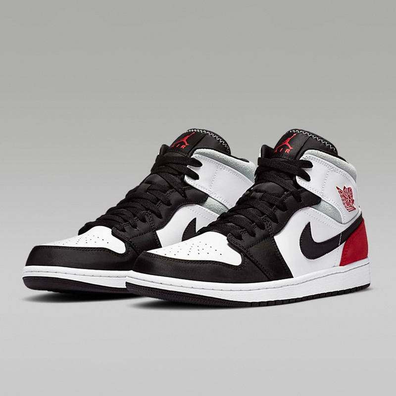 耐克Air Jordan 1 Mid AJ1黑白红拼接 小Union 篮球鞋852542-100
