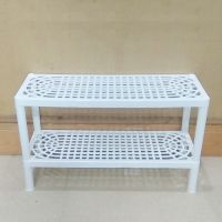 日式塑料鞋架经济型简易多层宿舍寝室鞋子收纳架现代简约家用鞋柜 特价2层白色